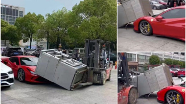 Imbarazzante: un forno finisce sul cofano di una Ferrari F8 Tributo da 258mila dollari
