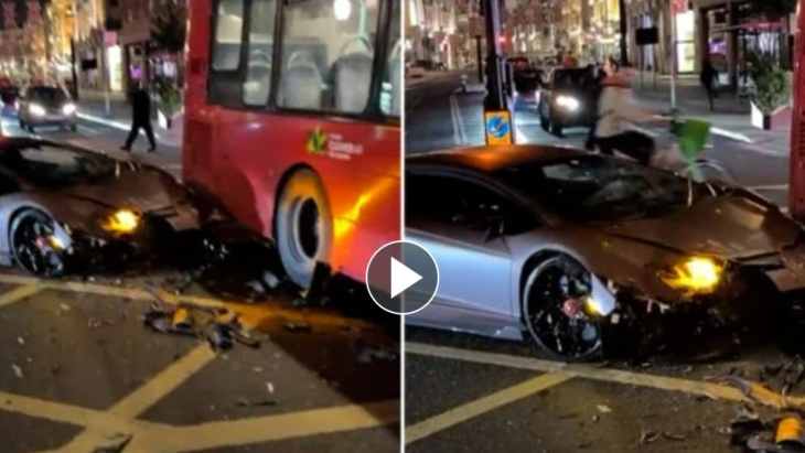 caos a londra, lamborghini aventador si schianta contro autobus nel cuore della città