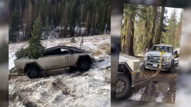 Tesla Cybertruck: rimane bloccato nella neve e viene salvato da una Ford [VIDEO]