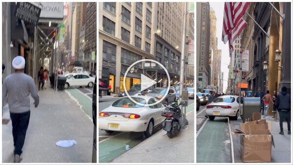 paura a new york, auto sale sul marciapiede e insegue pedone: video