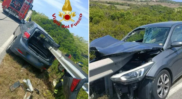 auto infilzata dal guardrail sulla strada per santa teresa di gallura in sardegna: illeso il conducente